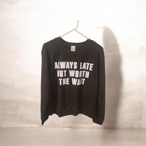 No Boundaries Black Crewneck Sweater with Bold Text